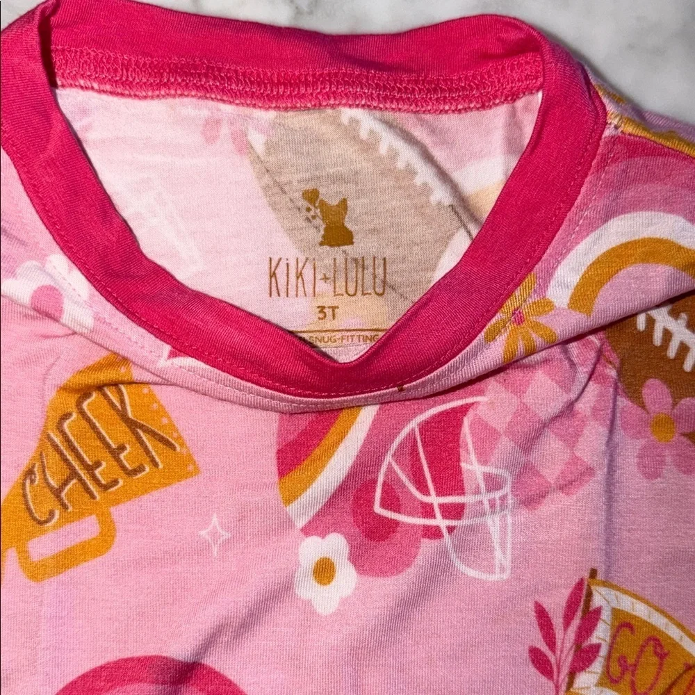 Kiki + LuLu Cheerful Pink Football Kids Pajama Set 3T